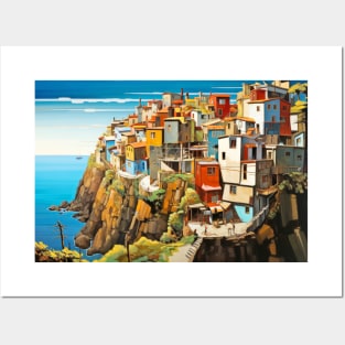 Village Port Concept Abstract Colorful Scenery Painting Posters and Art